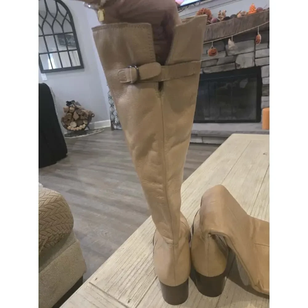 Matisse‎ Women's Brown Knee High Leather Boots Size 7.5 Block Heel Casual Brazil